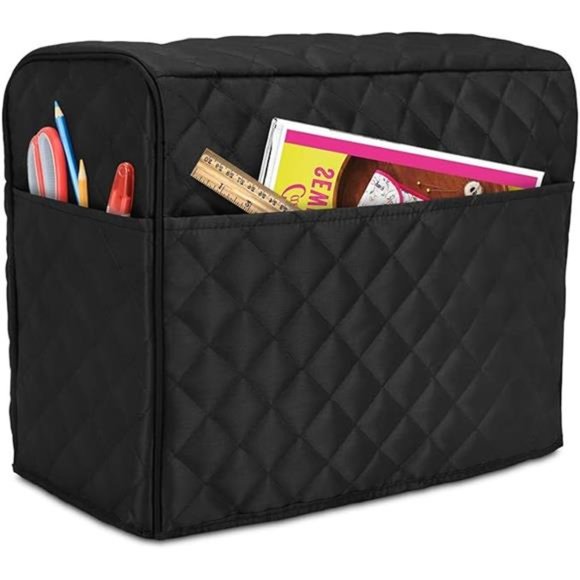 Dust Cover for Sewing Machine, Sewing Machine Cover with Pockets, Black - Picture 1 of 7